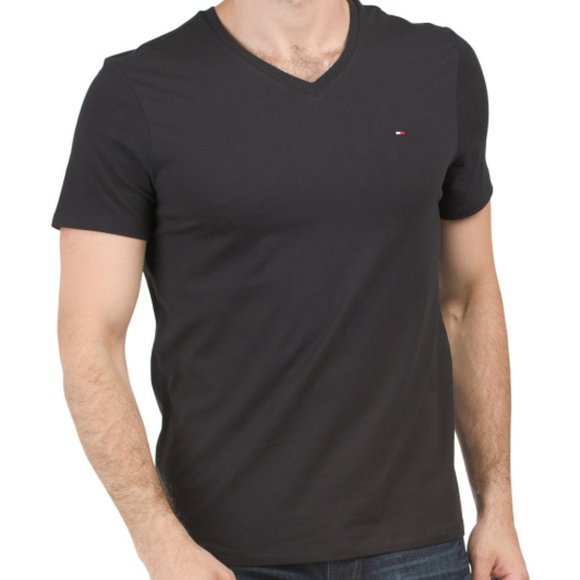 NEW TOMMY HILFIGER V-neck Stretchy Short Sleeve Tee Blue Blitz for men 163tn - Picture 5 of 5